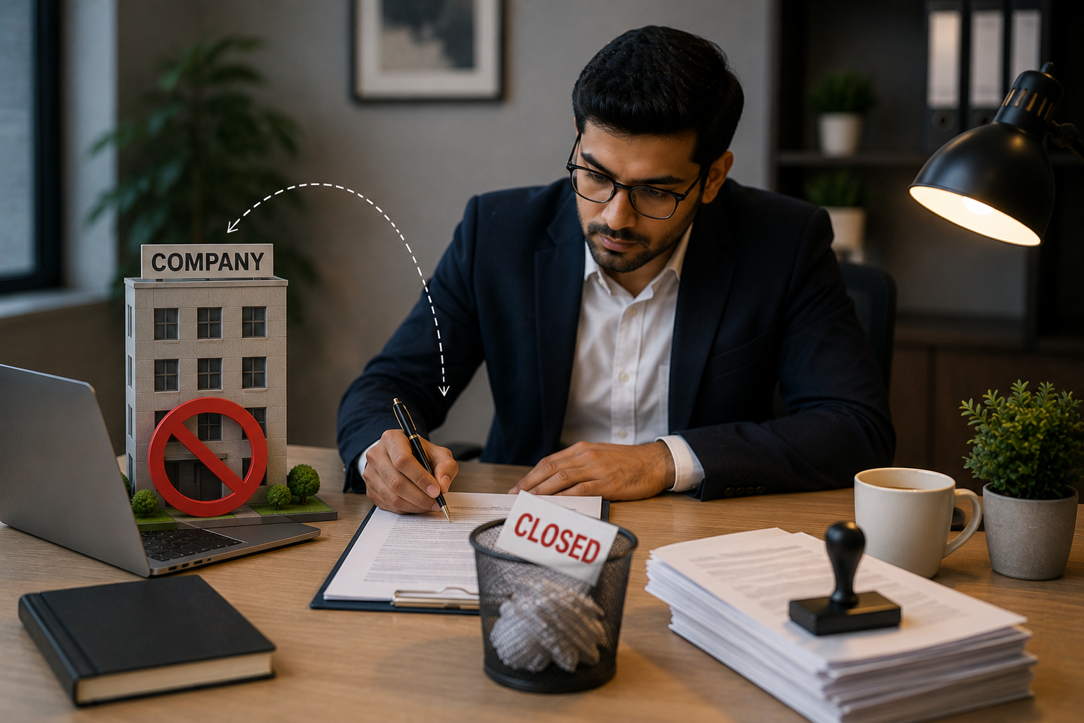 Legal company closure and removal from ROC records through strike off process