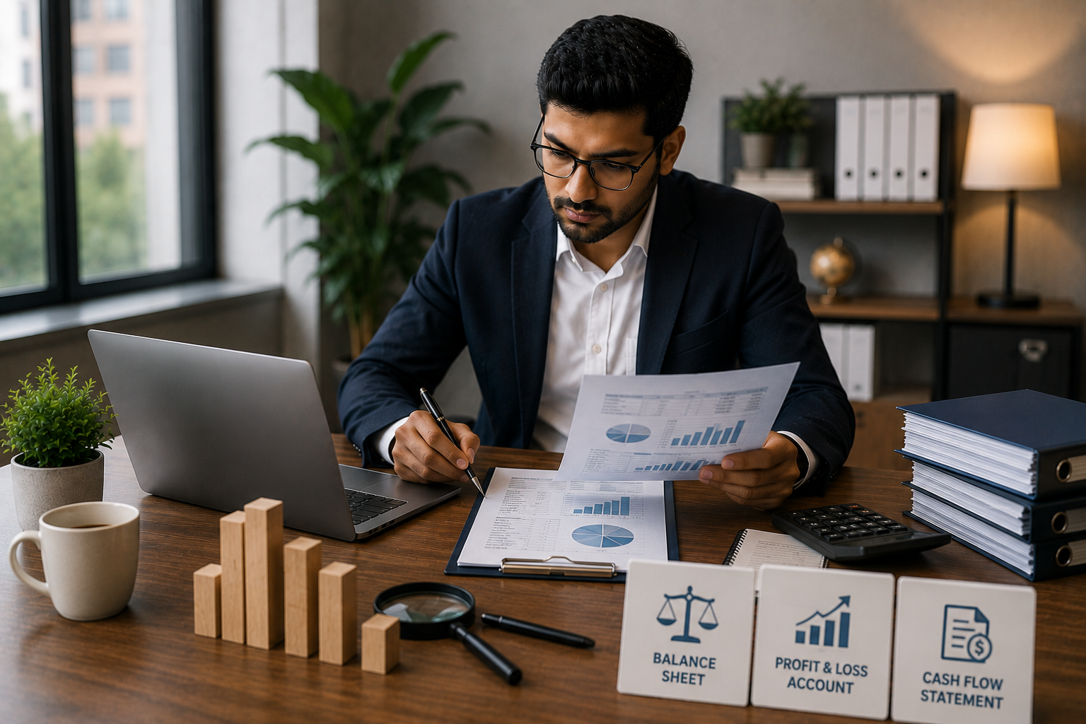 Preparation of balance sheet, profit and loss account, and cash flow statements