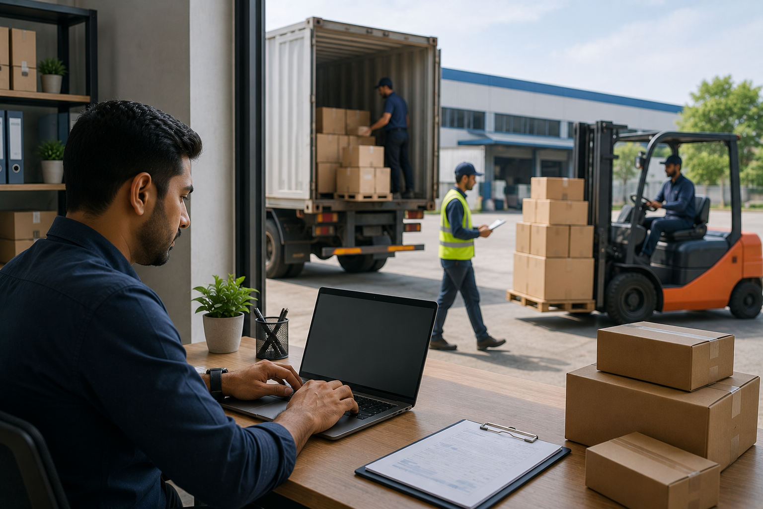 Transport compliance team generating e-way bill for goods movement
