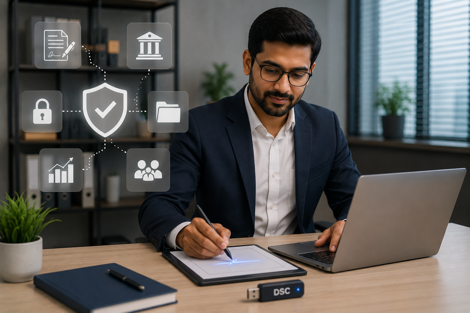 Person using digital signature certificate for online compliance filing