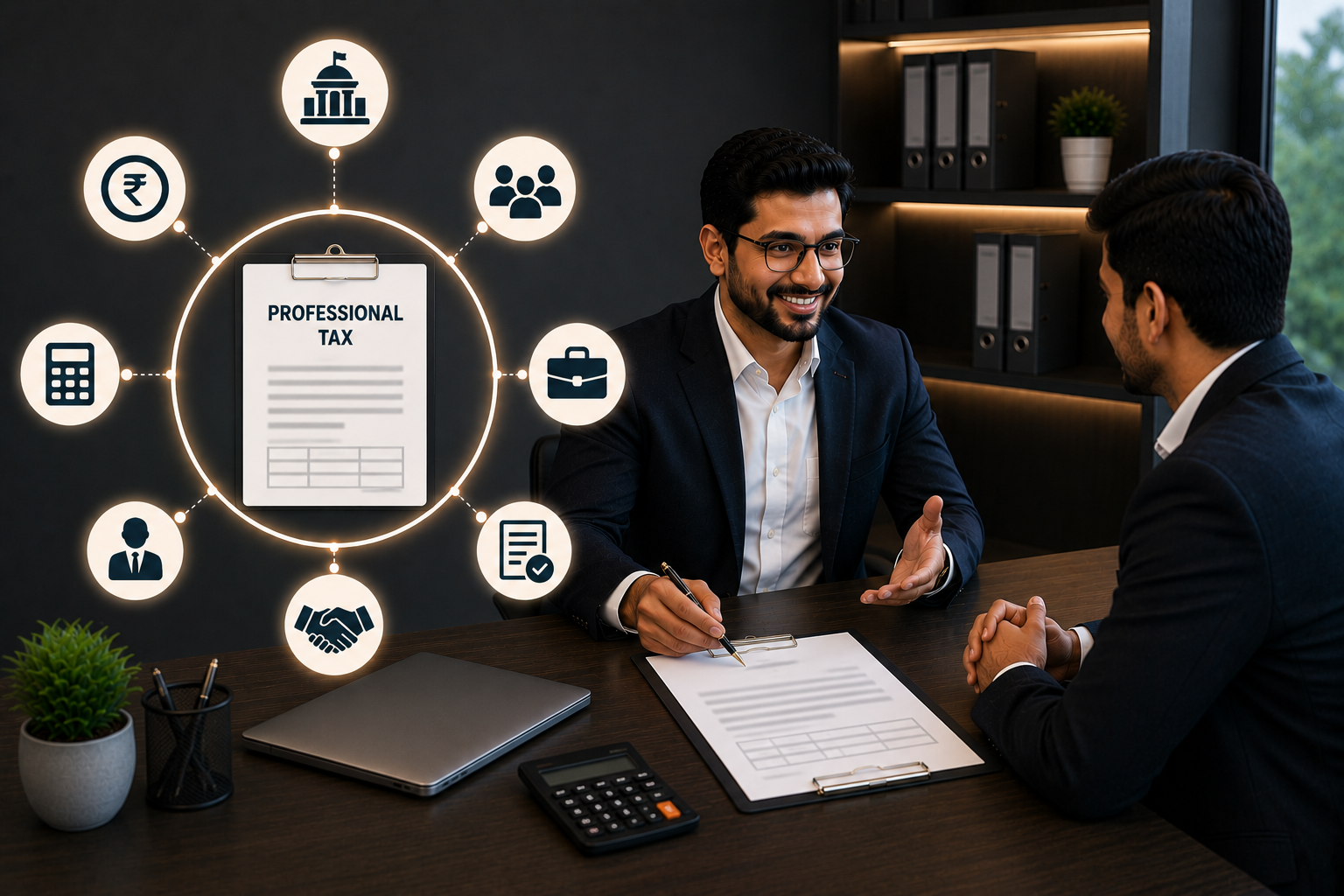 Employer completing professional tax registration and filing compliance