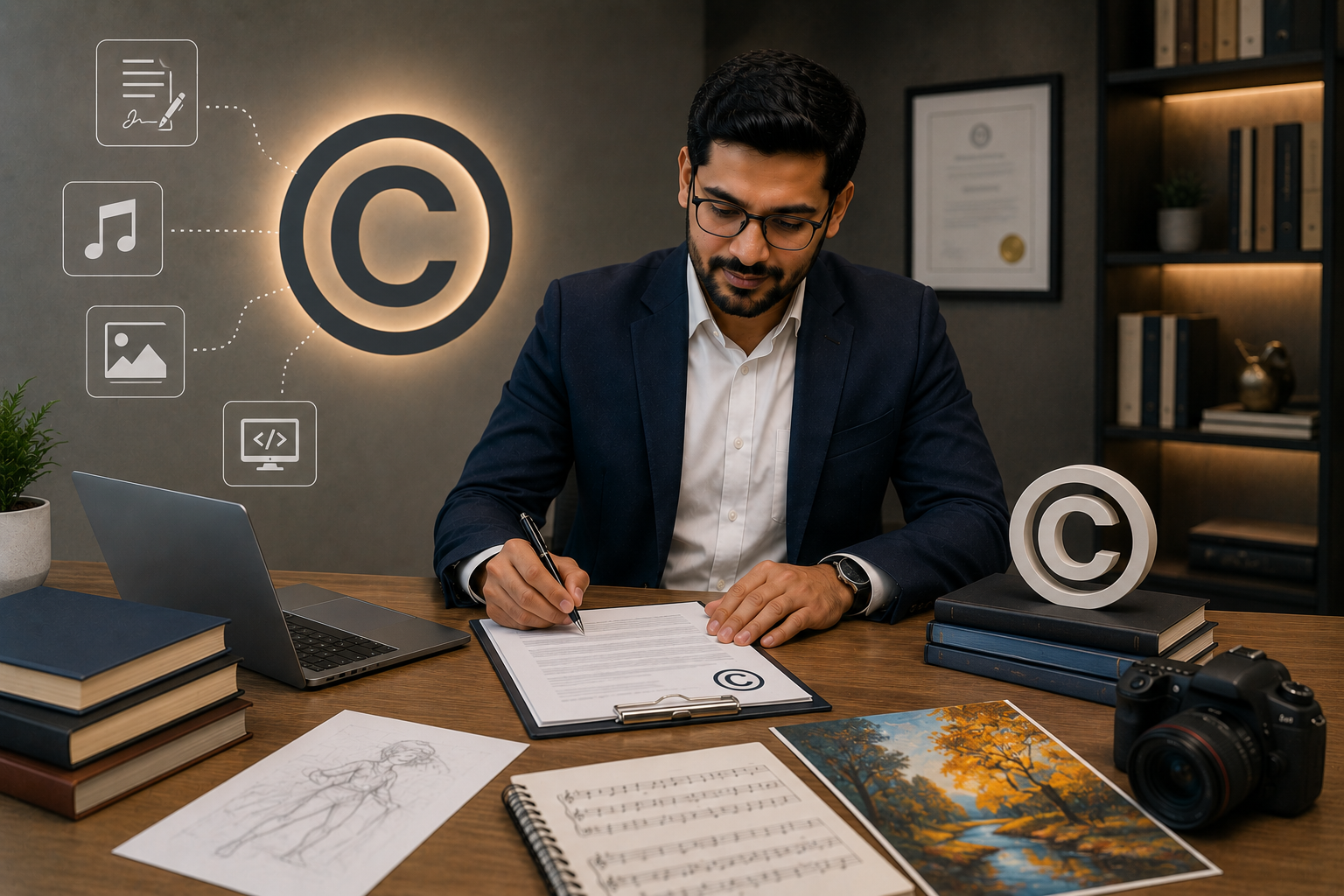 Creator protecting original work through copyright registration in India